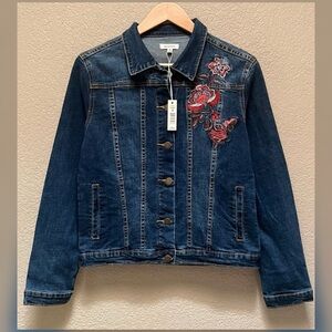 Max Studio Embroidered Denim Jacket Women's Size Small